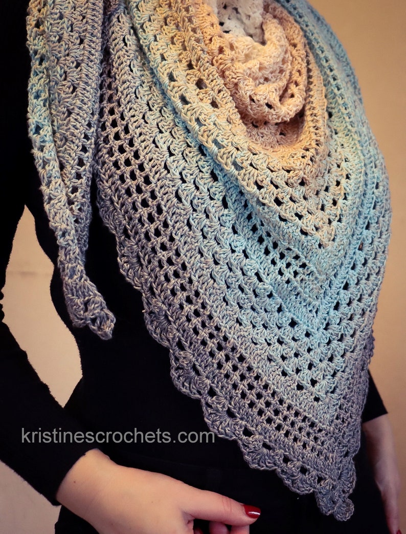 CROCHET PATTERN Spring Reverie Triangle Shawl Written Pattern Instant PDF Download English image 2
