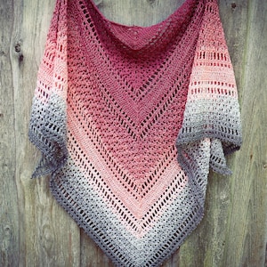 CROCHET PATTERN - Rose Sienna Triangle Shawl Written Pattern Instant PDF Download | English