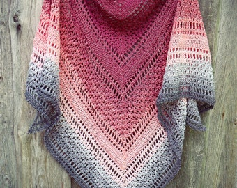 CROCHET PATTERN - Rose Sienna Triangle Shawl Written Pattern Instant PDF Download | English