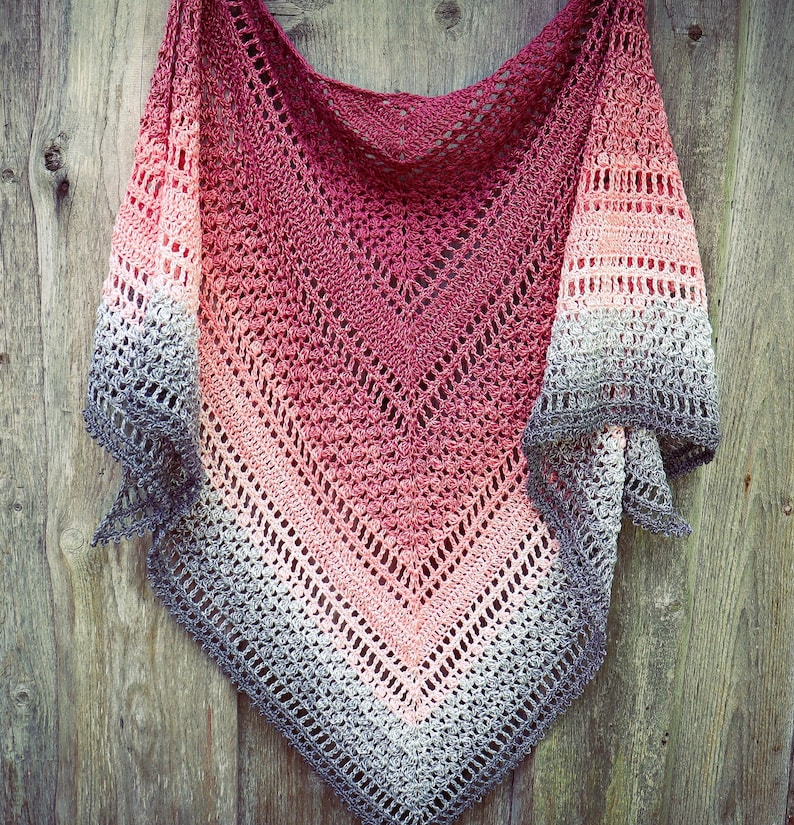 CROCHET PATTERN - Rose Sienna Triangle Shawl Written Pattern Instant PDF Download | English image 1