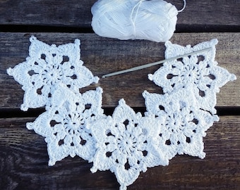 CROCHET PATTERN - Festive Snowflake Ornament Christmas Decoration Written Pattern PDF | English