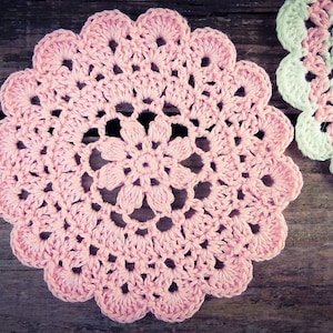 CROCHET PATTERN - Cherry Blossom Coaster Written Pattern PDF | English