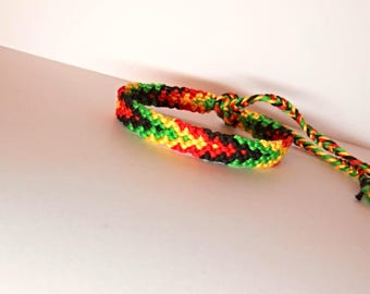 Arrowhead bracelet, arrowhead, friendship, Brazilian, green-yellow-red and black