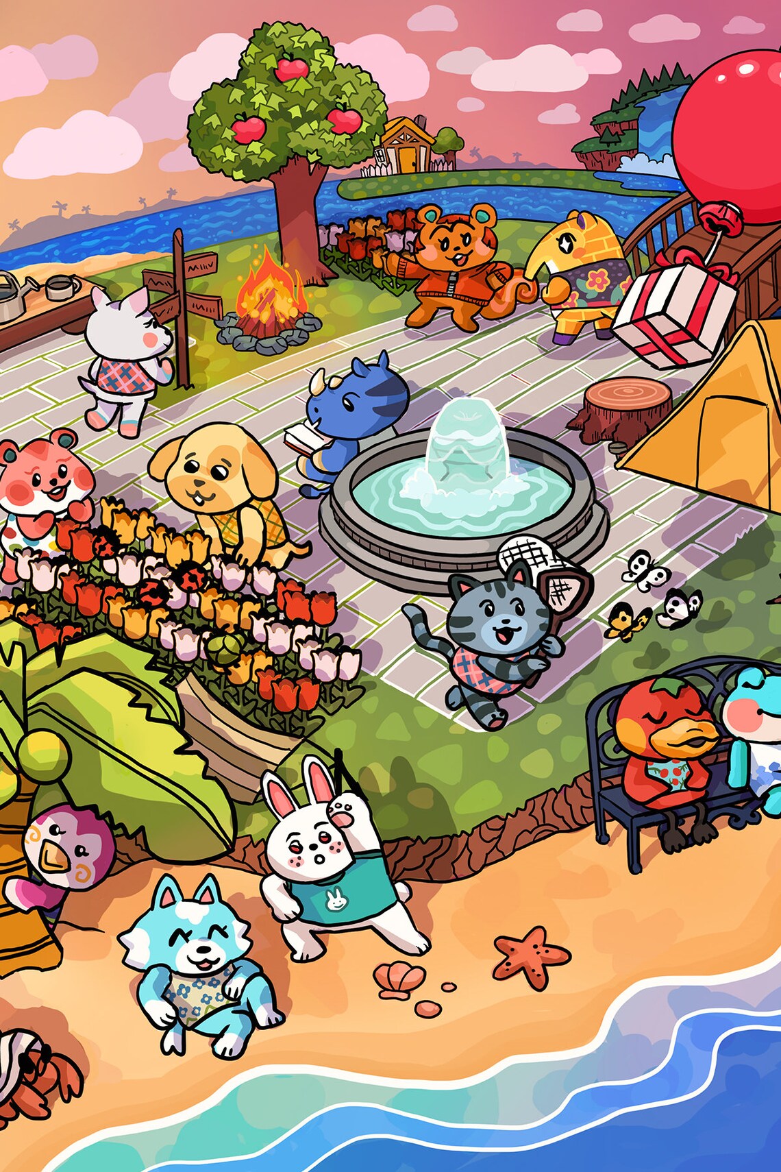 Animal Crossing New Horizons Sunset Postcard Print Etsy