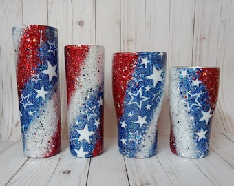 Star and Stripes Swirl Tumbler - drinks - stainless steel - flag - patriotic - 4th of July - cup
