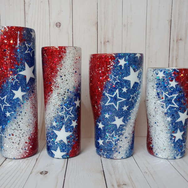 Star and Stripes Swirl Tumbler - drinks - stainless steel - flag - patriotic - 4th of July - cup