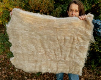 Spinner’s Dream Luxe Jumbo Alpaca Batts in an Apricote Beige Color