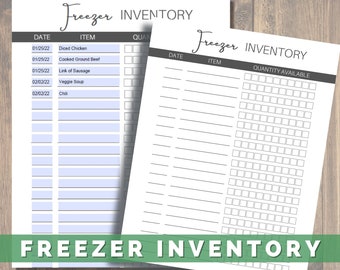 Editable Freezer Inventory List, Food Inventory, Kitchen Inventory, Freezer Organization, Meal Plan, Fillable PDF, Digital Download