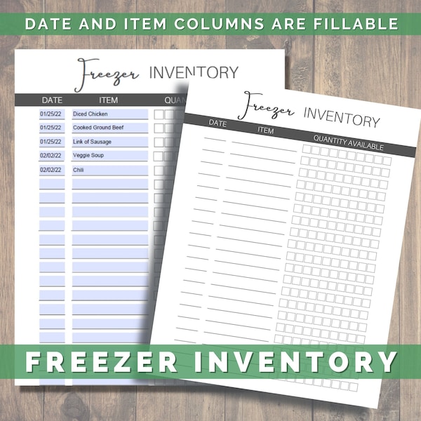 Editable Freezer Inventory List, Food Inventory, Kitchen Inventory, Freezer Organization, Meal Plan, Fillable PDF, Digital Download