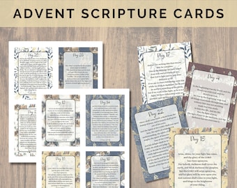 Advent Calendar Scripture Cards, Christmas Advent Calendars Printable, Advent Calendar for Kids, 28 Scripture Advent Cards, Holiday Calendar