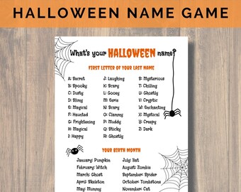 Halloween Name Game, Printable Halloween Party Games, Kids Game, What's You Name, Group Icebreaker, Class Party Game, Halloween Activities