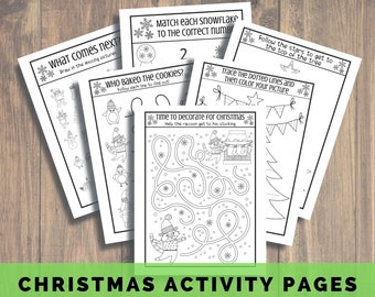 Christmas Activity Book, Coloring Pages, Kids Christmas Games, Christmas Puzzles, Printable Christmas Coloring Sheets, Christmas Activities