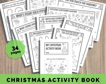 Christmas Kids Activity Book, Printable Christmas Coloring Pages, Kids Christmas Games, Christmas Puzzles, Christmas Activity Printable