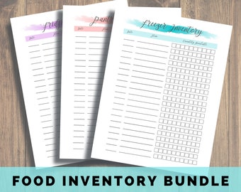 Printable Kitchen Inventory Bundle, Freezer Inventory, Pantry Inventory, Food Inventory List, Trackable Inventories, Food Storage, Meal Prep