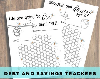 Debt Tracker and Savings Tracker, Bee Debt Free, Dave Ramsey, Baby Steps, Emergency Fund, Loan Repayment, Debt Snowball, Debt Payoff