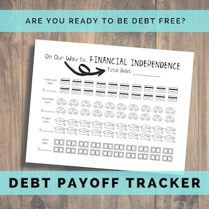 Schuldentracker afdrukbaar, financiële onafhankelijkheid, schuldenafbetaling, babystap 2, terugbetaling van studieleningen, autoleningen, creditcardschulden, schuldensneeuwbal