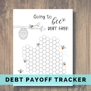 Rastreador de pago de deuda imprimible, libre de deudas de abejas, pequeños pasos de Dave Ramsey, bola de nieve de deuda, pago de préstamos
