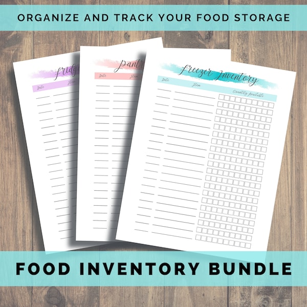 Printable Kitchen Inventory Bundle, Freezer Inventory, Pantry Inventory, Food Inventory List, Trackable Inventories, Food Storage, Meal Prep