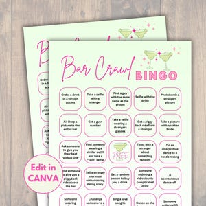 Marges et mariage jeux EVJF imprimables, bingo avec bar, jeux de nuit pour dames, chasse au trésor du bar, cartes de bingo modifiables lettre A4 US