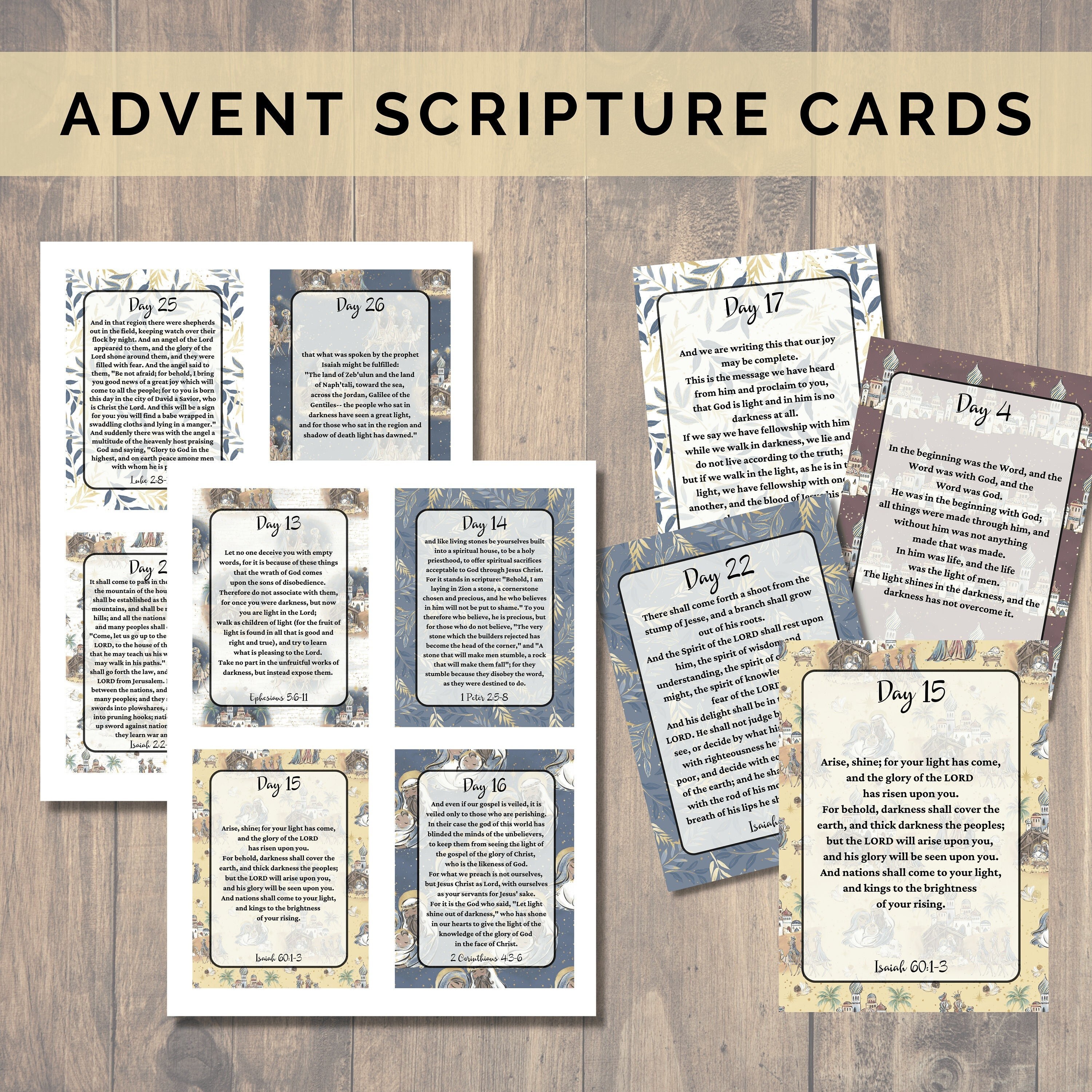 Advent Calendar Scripture Cards, Christmas Advent Calendars Printable ...