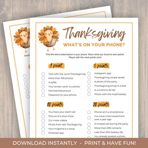 Printable Thanksgiving Whats In Your Phone Game, Thanksgiving Whats On Your Phone Game, Thanksgiving Phone Game, PDF Digital Download