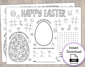 Printable Easter Placemats for Kids, Easter Coloring Sheet, Easter Coloring Page for Kids