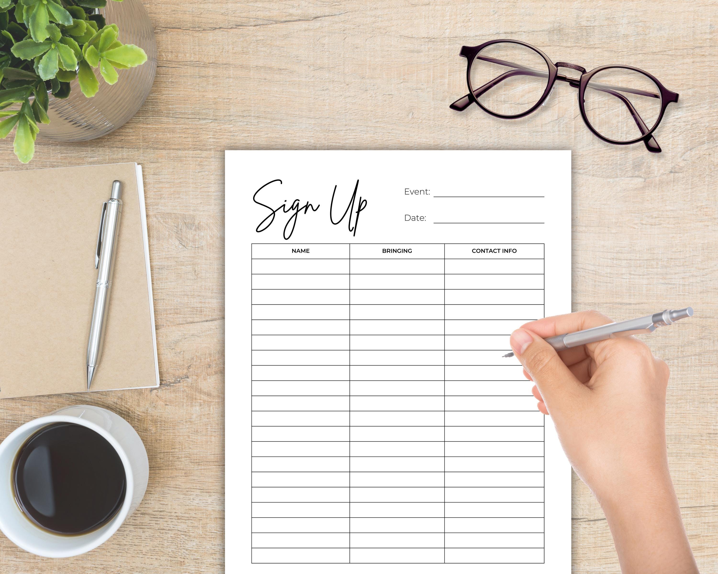 Editable Sign up Sheet, Potluck Sign Up, Snack Sign up Sheet, Food Sign ...