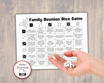 Family Reunion Printable Dice Game, Family Reunion Ice Breaker, Find the Guest, Icebreaker Game, Team Building Activity, Get to Know You