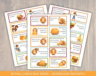 Fall Lunch Box Jokes for Kids Printable, Lunchbox Notes, Joke Lunch Box Notes, Thanksgiving Jokes, Autumn Lunch box, Kids Lunch Box Notes