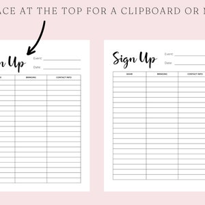 Editable Sign Up Sheet, Potluck sign up, Snack Sign Up Sheet, Food Sign Up Sheet, Fillable PDF, Digital Download image 3