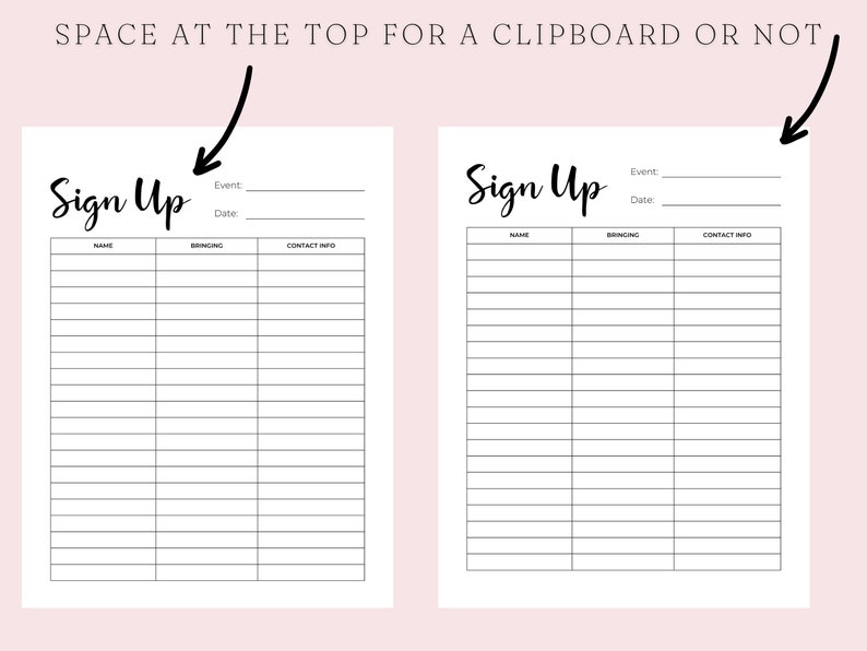 Editable Sign Up Sheet, Potluck sign up, Snack Sign Up Sheet, Food Sign Up Sheet, Fillable PDF, Digital Download image 3
