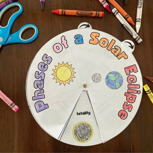 Solar Eclipse Coloring Spinner Wheel, Solar Eclipse 2024 Activity, Science Craft, Total Eclipse image 4