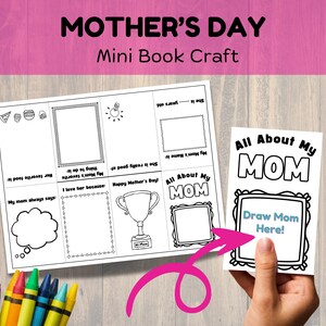 All About My Mom, Mother&#39;s Day Craft, Gift from Kids, Mom Coloring Page, Church Craft, Mothers Day Card