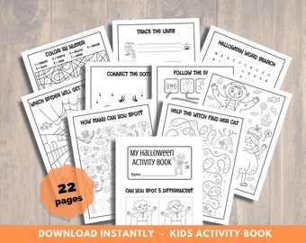 Printable Halloween Coloring Book for Kids, Fall Coloring Sheets, Halloween Activities, Busy Book, Activity Pages, Coloring Pages