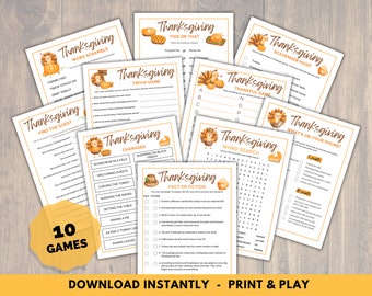 Printable Thanksgiving Game Bundle, Thanksgiving Games for Kids, Thanksgiving Trivia, Charades, Thanksgiving Family, PDF Digital Download