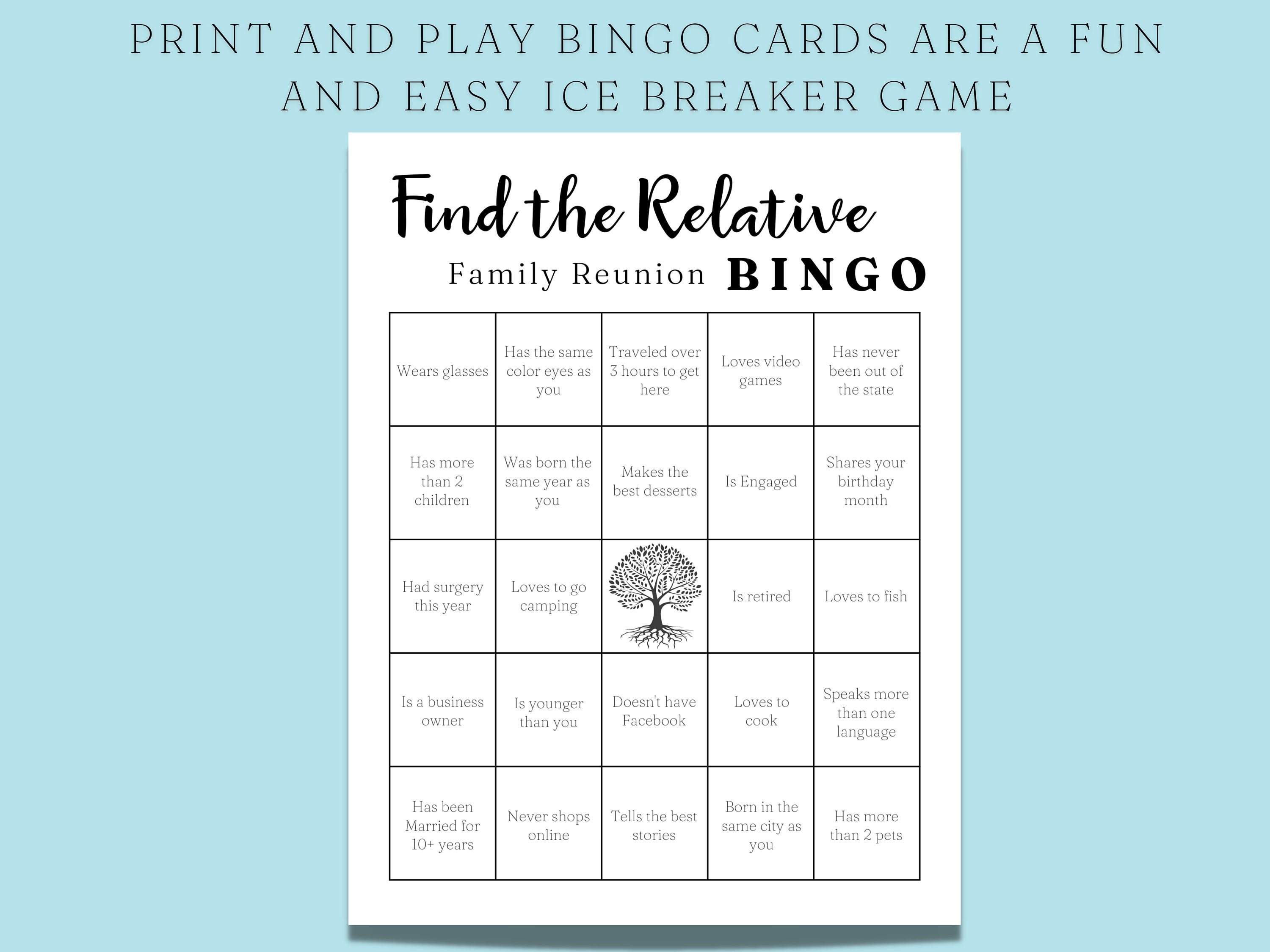 Find Someone Family Reunion Bingo Games - Set Of 24
