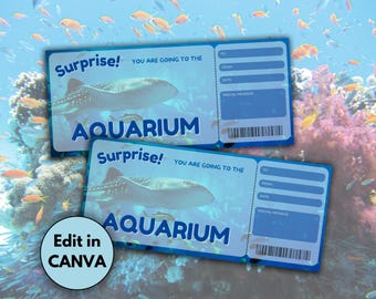 Editable Aquarium Surprise Ticket, Surprise Trip Reveal, Aquarium Pass, Gift Ticket Aquarium, Birthday Gift, Experience Gift for Child