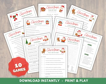 Printable Christmas Game Bundle, Holiday Party Games, Christmas Trivia, Christmas Word Games, Friendsmas Games, PDF Digital Download