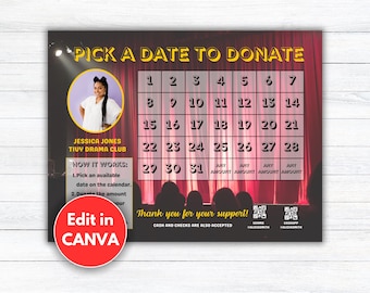 Pick a Date to Donate Drama Club Fundraiser Editable, Theater Fundraiser, Fundraising Calendar, Fundraiser Ideas, Pay The Date