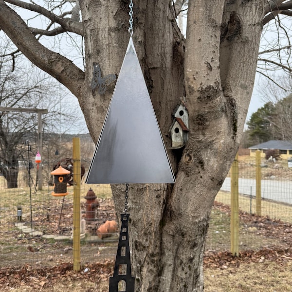 Custom Maine Made Harbor triangular bell wind chime steel with choice of clanger