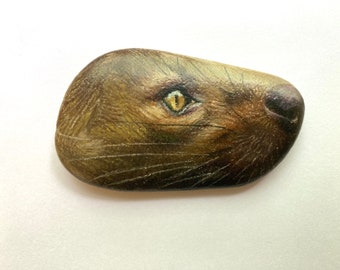 Fossa Rock | Worry Stone | Animal Rock Art | Animal of Madagascar