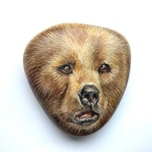 Bear Rock | Grizzly Bear Paperweight | Animal Rock Art