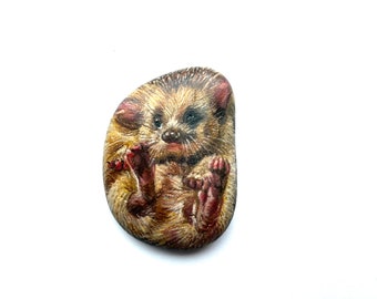 Hedgehog Rock | Animal Rock Art | Cute Hedgehog Paperweight | Animal Worry Stone