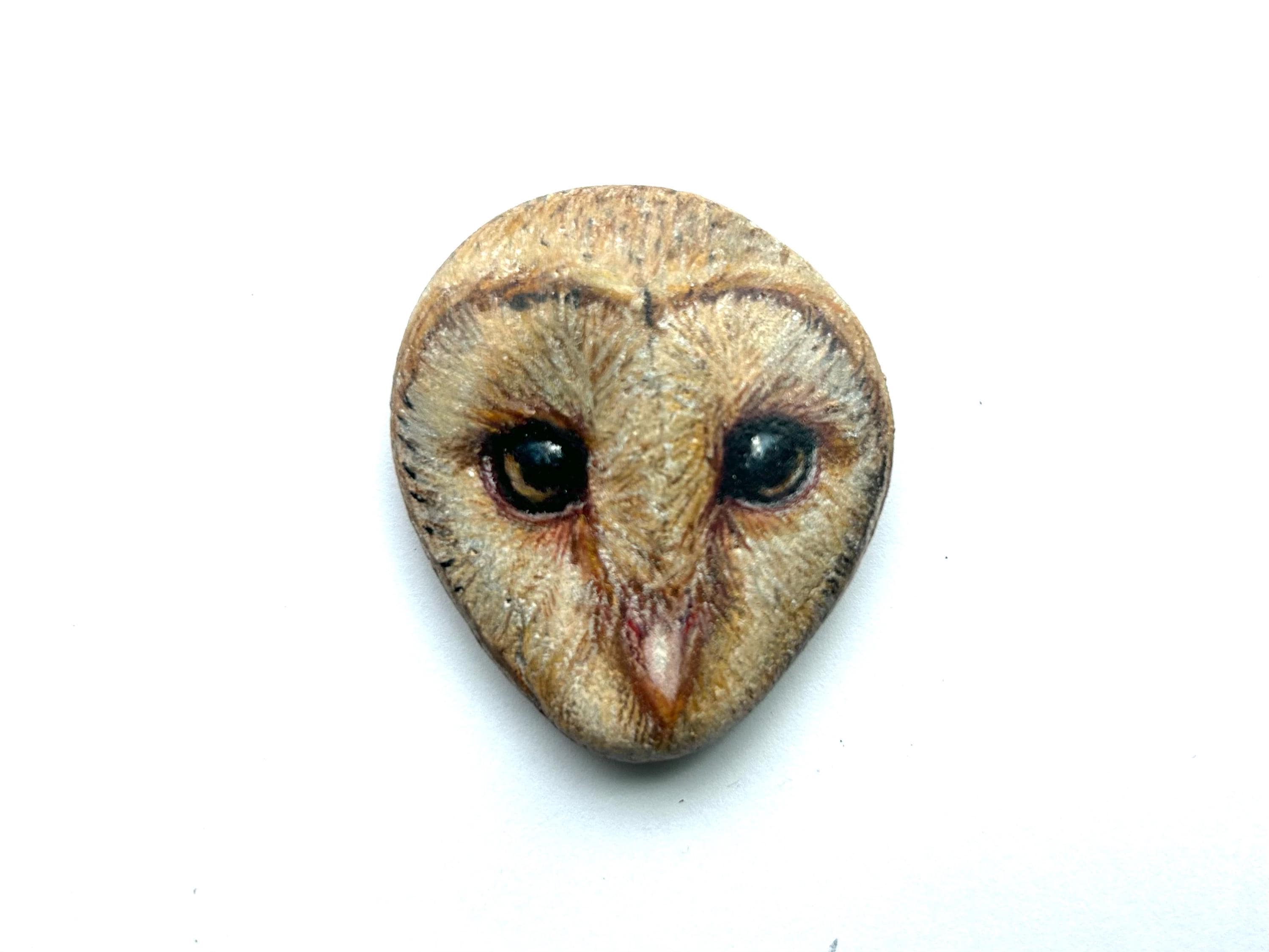 Barn Owl Rock | Worry Stone | Animal Rock Art |