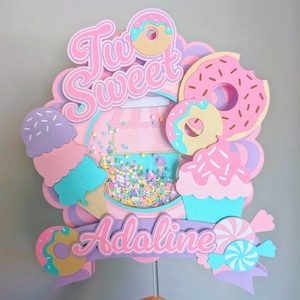 Two sweet cake topper, sweets cake topper, ice cream cake topper, donut party decor, two sweet cake decor, two sweet 3D number, sweets party