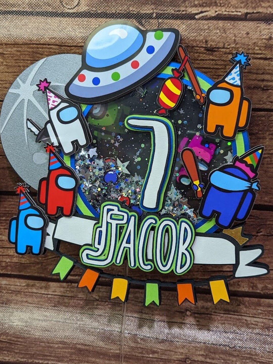 Among Us Cake Topper Among Us Birthday Party Decor Among Us Etsy