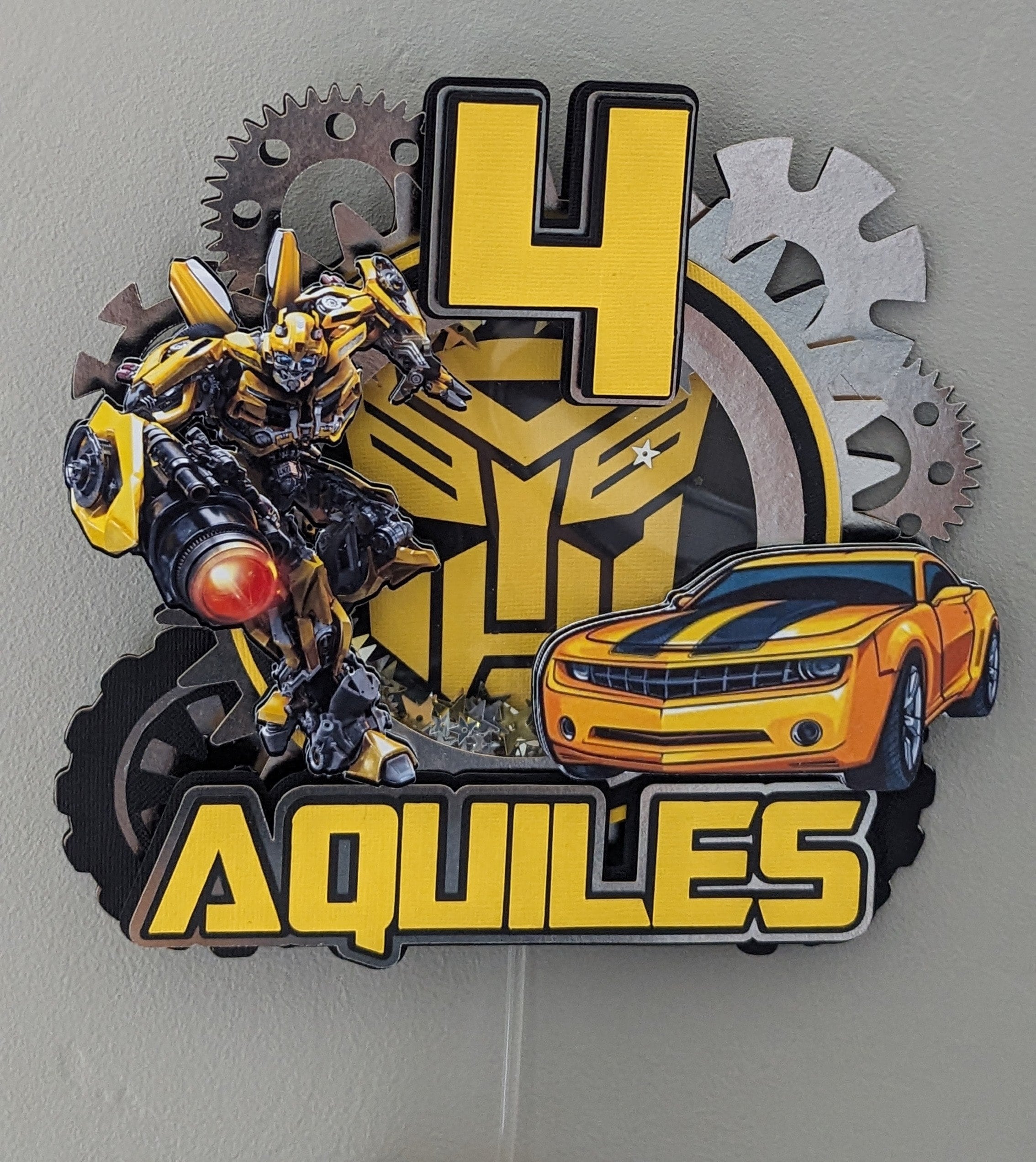 Bumblebee Cake Topper: Transformers Party Decoration