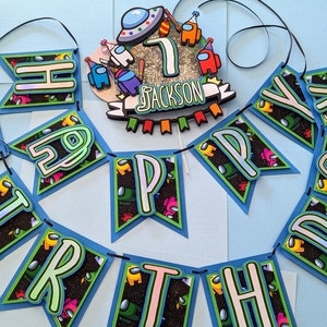 Among Us Cake Topper: Shaker Birthday Party Decor