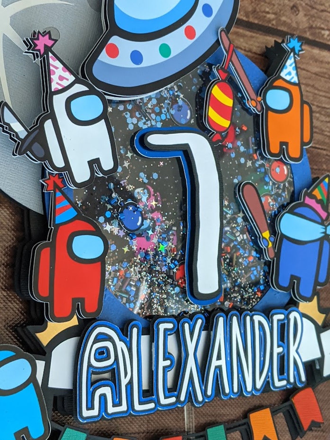 Among Us Cake Topper Among Us Birthday Party Decor Among Us Etsy