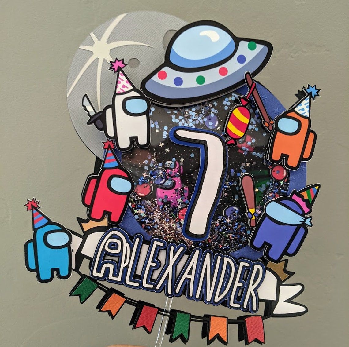 Among Us Cake Topper Among Us Birthday Party Decor Among Us Etsy